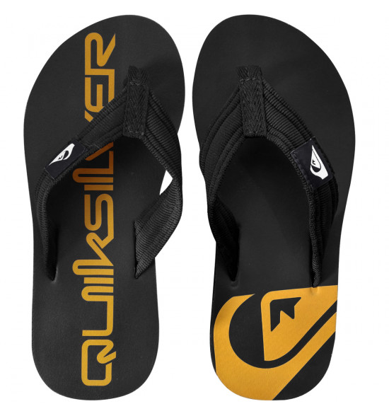 Chinelo Quiksilver Layback Sig Preto e Amarelo