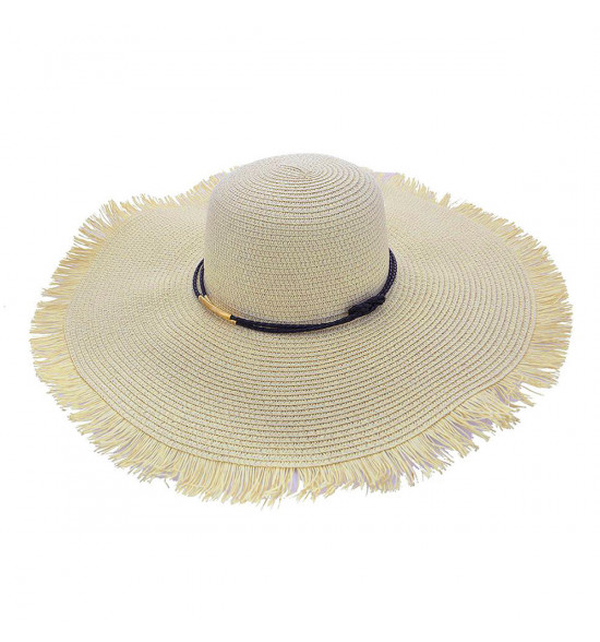 Chapéu Sombrero Alma de Praia de Palha com Aba Franjada