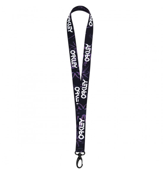 Chaveiro Oakley Lanyard Preto Com Lilas