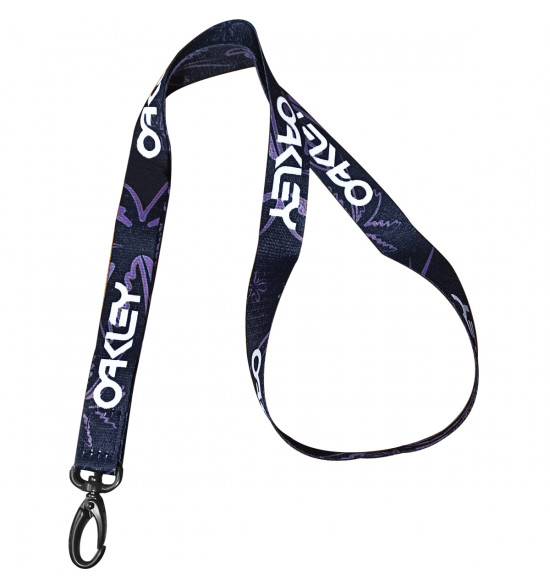Chaveiro Oakley Lanyard Preto Com Lilas - 3