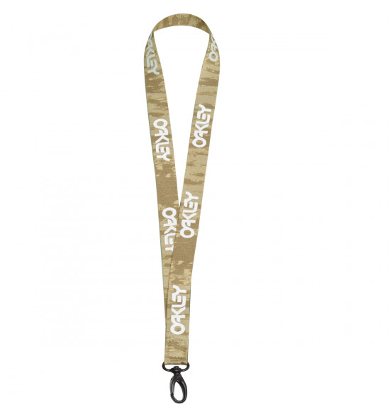 Chaveiro Oakley Wanderlust Lanyard Khaki Com Branco