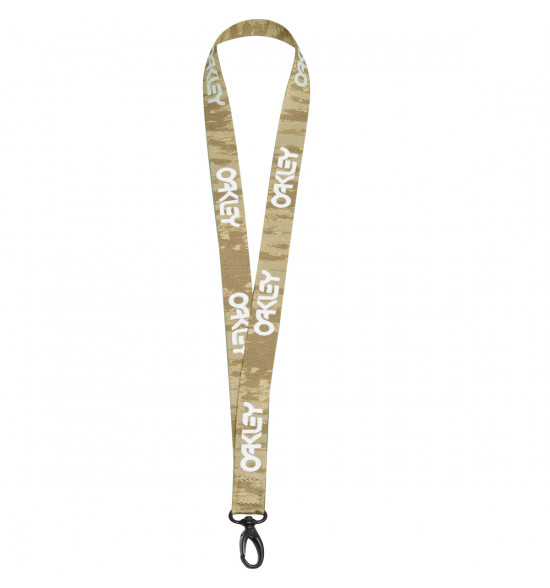 Chaveiro Oakley Wanderlust Lanyard Khaki Com Branco