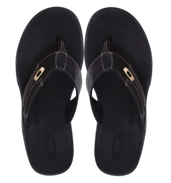 Chinelo Oakley Prime Black em Couro Importado