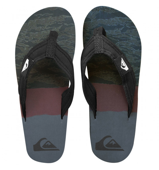 Chinelo Quiksilver Layback Preto Camo Stripes