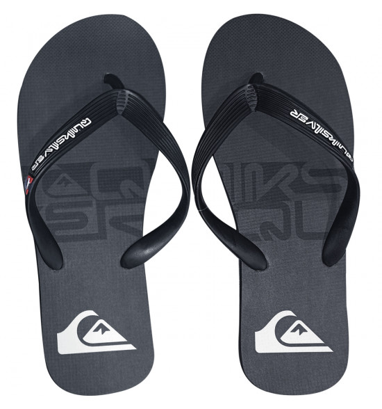 Chinelo Quiksilver Molokai Word Preto e Branco