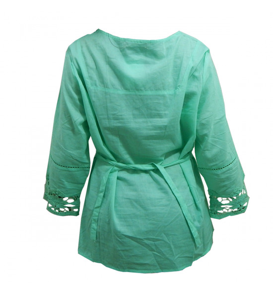 Saída Alma de Praia Feminina Rendado Verde Pastel - 2