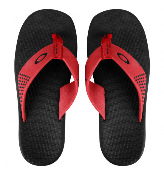 Chinelo Oakley Lines Preto Com Vermelho