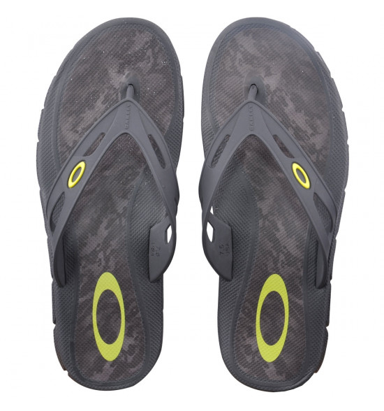 Chinelo Oakley New Operative Print Preto Com Verde