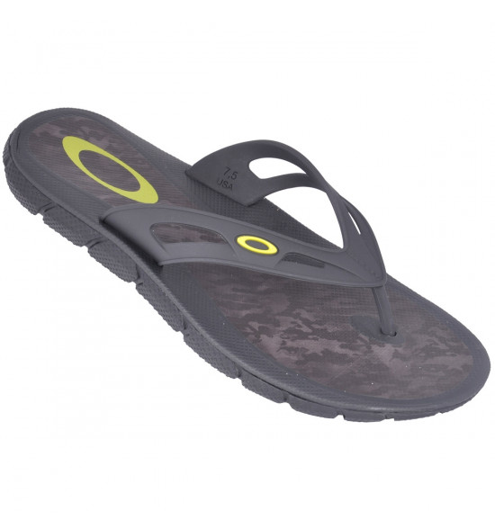 Chinelo Oakley New Operative Print Preto Com Verde - 2