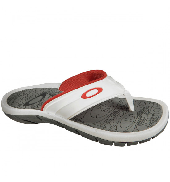 Chinelo Oakley Super Coil 4 Branco com Cinza e Laranja