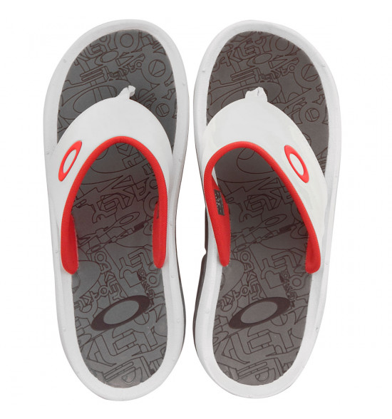 Chinelo Oakley Super Coil 4 Branco com Cinza e Laranja - 6
