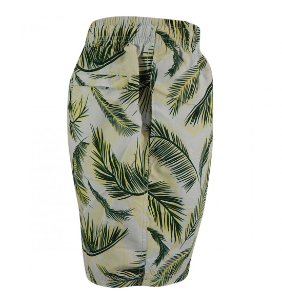 Rx Bermuda Alma de Praia Água com Elastico Branca Folhas - 2