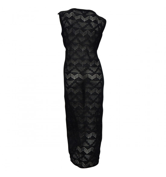 Saída Alma de Praia Longa Preta em Crochê - 2