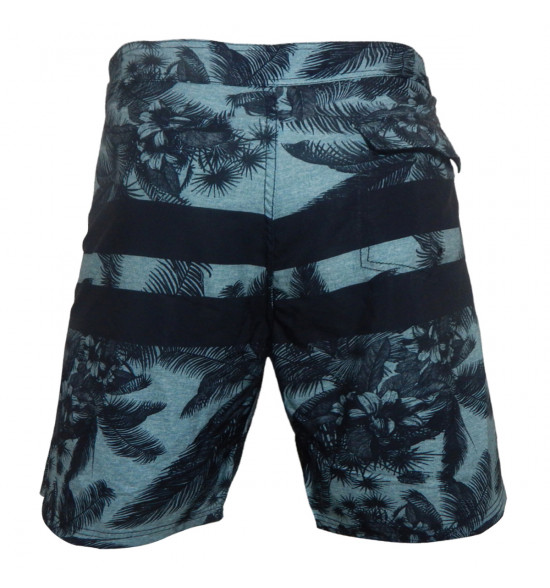 Rx Bermuda Água Alma de Praia Azul com Estampa de Folhas - 2