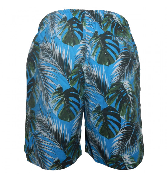 Shorts Alma de Praia Água Estampa Folhas Azul - 2