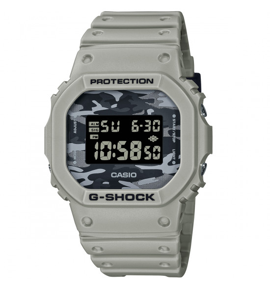 Relógio Casio G-Shock Digital DW-5600CA-8DR Branco e Cinza Camuflado