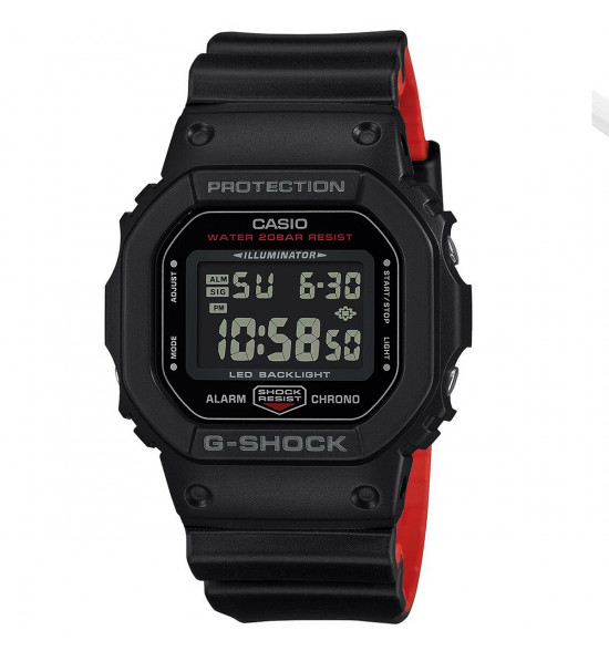 Relógio Casio G-Shock Digital DW-5600UHR-1DR Preto e Vermelho