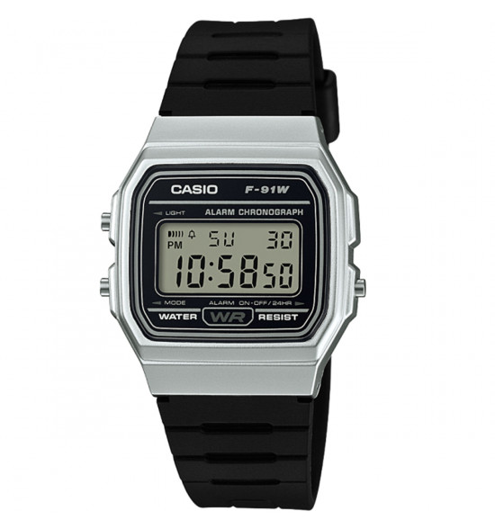 Relógio Casio Digital F-91WM-7ADF-SC Prata e Preto