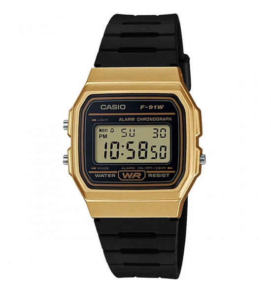 Relógio Casio Digital F-91WM-9ADF-SC Dourado e Preto
