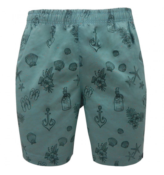Shorts Alma de Praia Água Estampa Praia Green