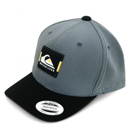Boné Quiksilver Snap Block Patch Cinza Escuro