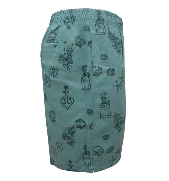 Shorts Alma de Praia Água Estampa Praia Green - 2