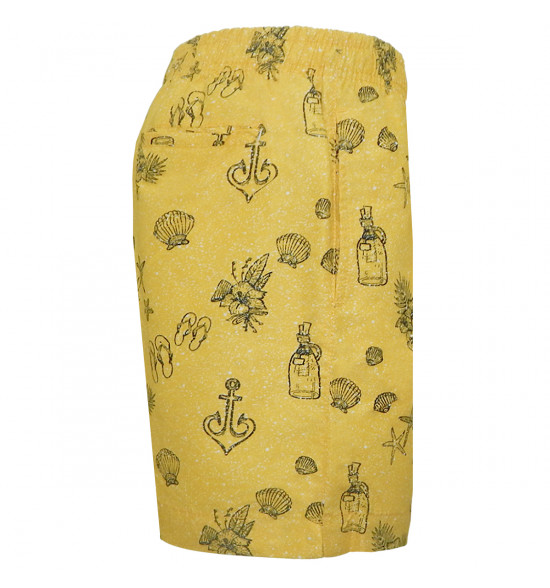 Shorts Alma de Praia Água Estampa Praia Yellow - 2