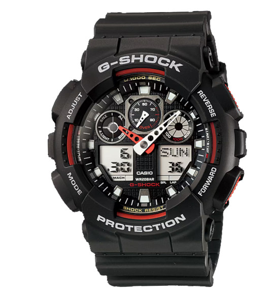 Relógio Casio G-Shock Digital e Analógico GA-100-1A4DR Preto e Vermelho