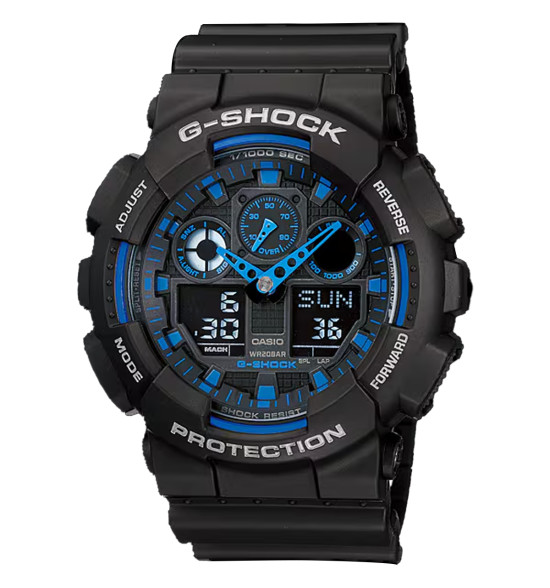 Relógio Casio G-Shock Digital e Analógico GA-100-1A2DR Preto e Azul