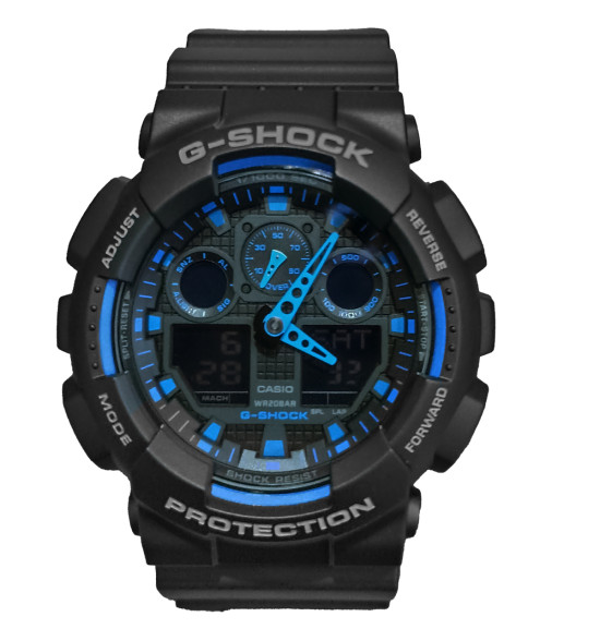 Relógio Casio G-Shock Digital e Analógico GA-100-1A2DR Preto e Azul - 2