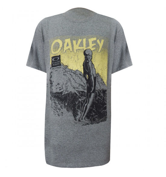 Camiseta Oakley Fanzine Tee Cinza com Amarelo