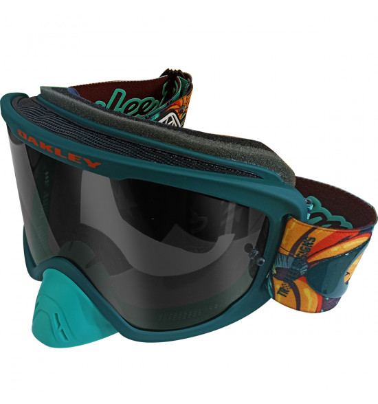 Óculos Goggle Oakley O Frame 2.0 MX Pró Mountain Bike TLD Green Cosmic Jungle/Lente Dark Grey