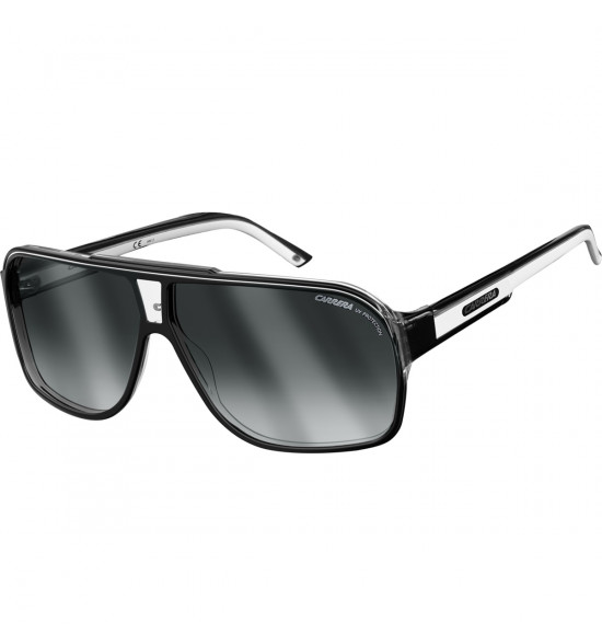 Óculos Carrera Grand Prix 2 T4M 6490S Black with White/Lentes Cinza Degrade 