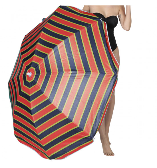 Guarda-sol Alma de Praia Ipanema Vermelho com Listras Cinza - 4