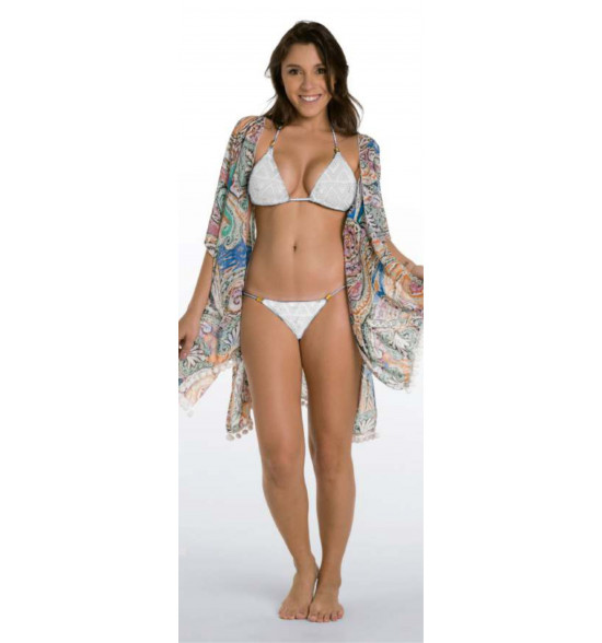 Saída de Praia La Bamba Kimono Boho Chic Marítimo - 2