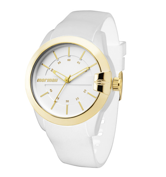 Relógio Mormaii Analogico MOPC21JAG/8B Branco e Dourado