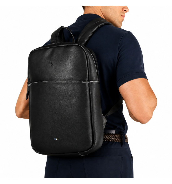 Mochila Reserva Parma em Couro Legítimo Preta – Elegância Executiva e Alta Durabilidade - 5