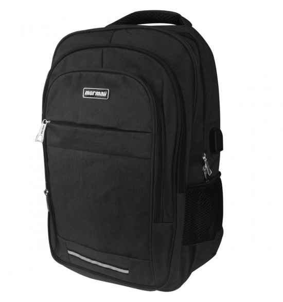 Mochila Mormaii Executive Notebook Pack Preta 25L com Capa de Proteção Impermeável e Cabo USB