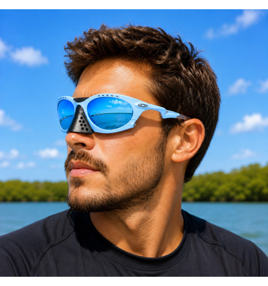 Óculos Oakley Plantaris Matte Stonewashed / Lente Prizm Deep Water Polarizada – Alta Performance e Proteção