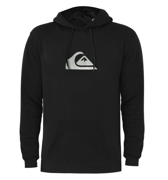 Moletom Quiksilver Metal Comp Logo Preto Reforçado 305G com Capuz