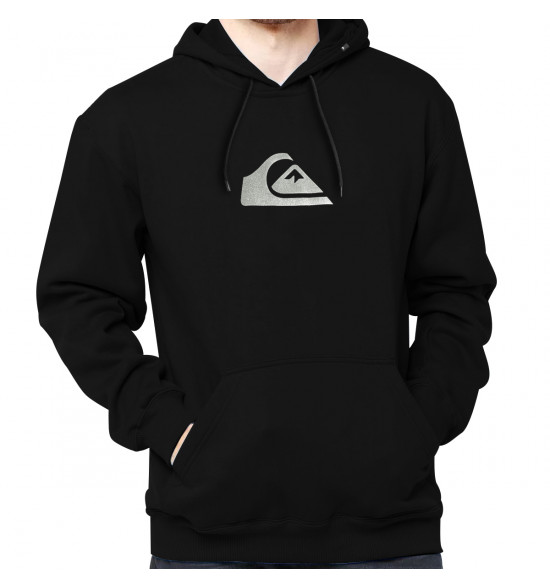 Moletom Quiksilver Metal Comp Logo Preto Reforçado 305G com Capuz - 3