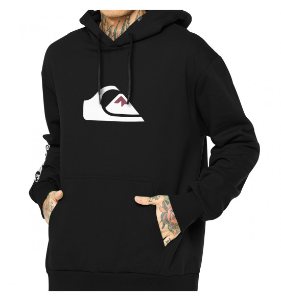 Moletom Quiksilver Comp Logo 2.0 Preto Reforçado 305G com Capuz - 3