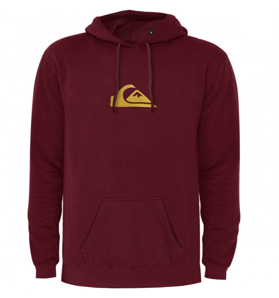 Moletom Quiksilver Metal Comp Logo Vinho Reforçado 305G com Capuz