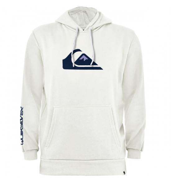 Moletom Quiksilver Comp Logo Branco Reforçado com Capuz