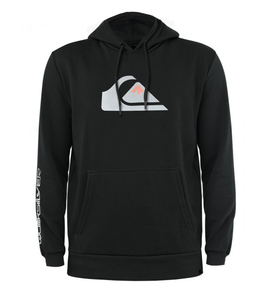 Moletom Quiksilver Comp Logo Preto Reforçado com Capuz