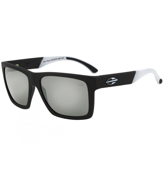 Óculos Mormaii San Diego Preto Fosco Com Branco/Lente Cinza