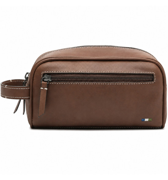 Necessaire Reserva Parma em Couro Marrom – Elegância Clássica e Durabilidade