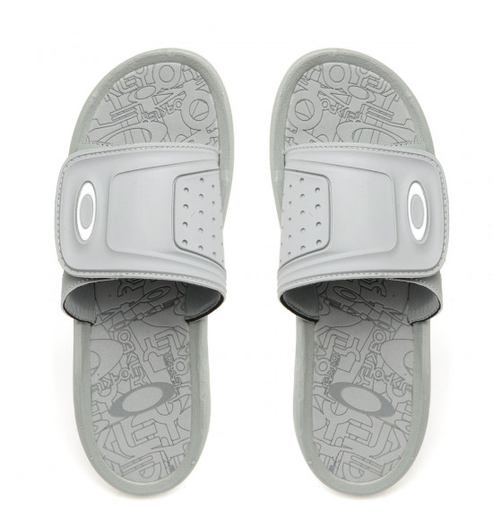 Chinelo Oakley Super Coil Slide Branco Com Cinza ref 10132 295