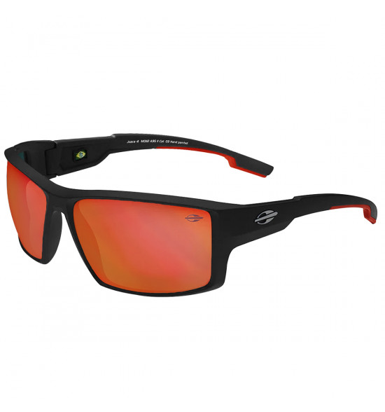 Óculos Mormaii Joaca 4 Preto Fosco com Vermelho /Lente Cinza Revo Vermelho