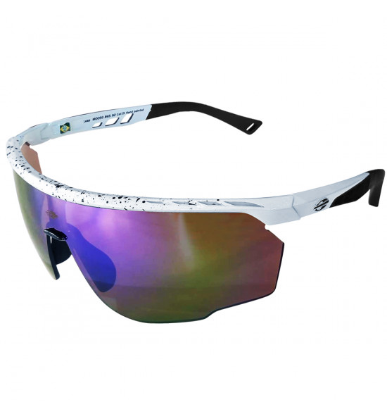 Óculos Mormaii Leap Branco Brilho com Preto/ Lente Cinza Revo Violeta
